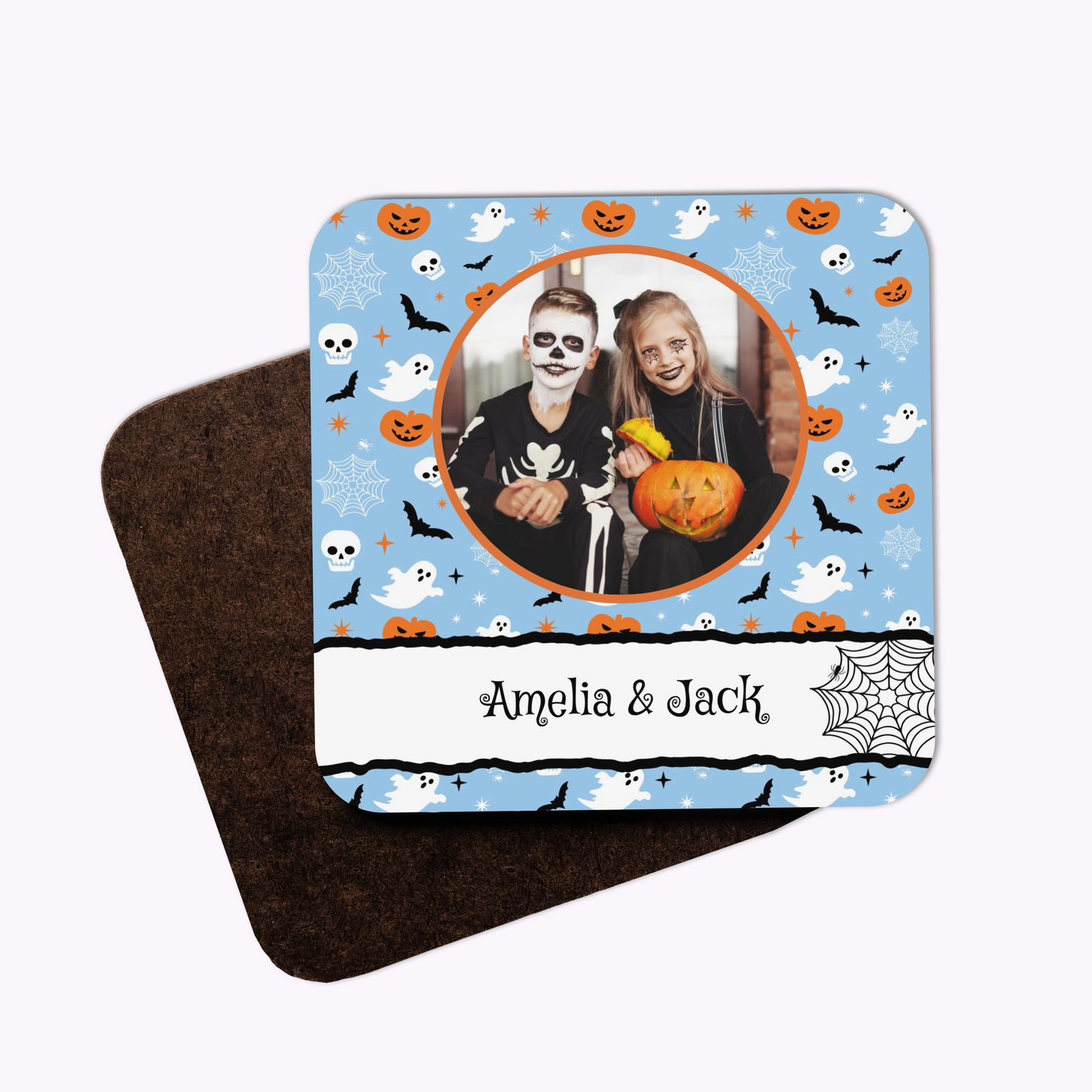 Spooky and Sweet | Individual Personalised Wooden Halloween Photo Coaster