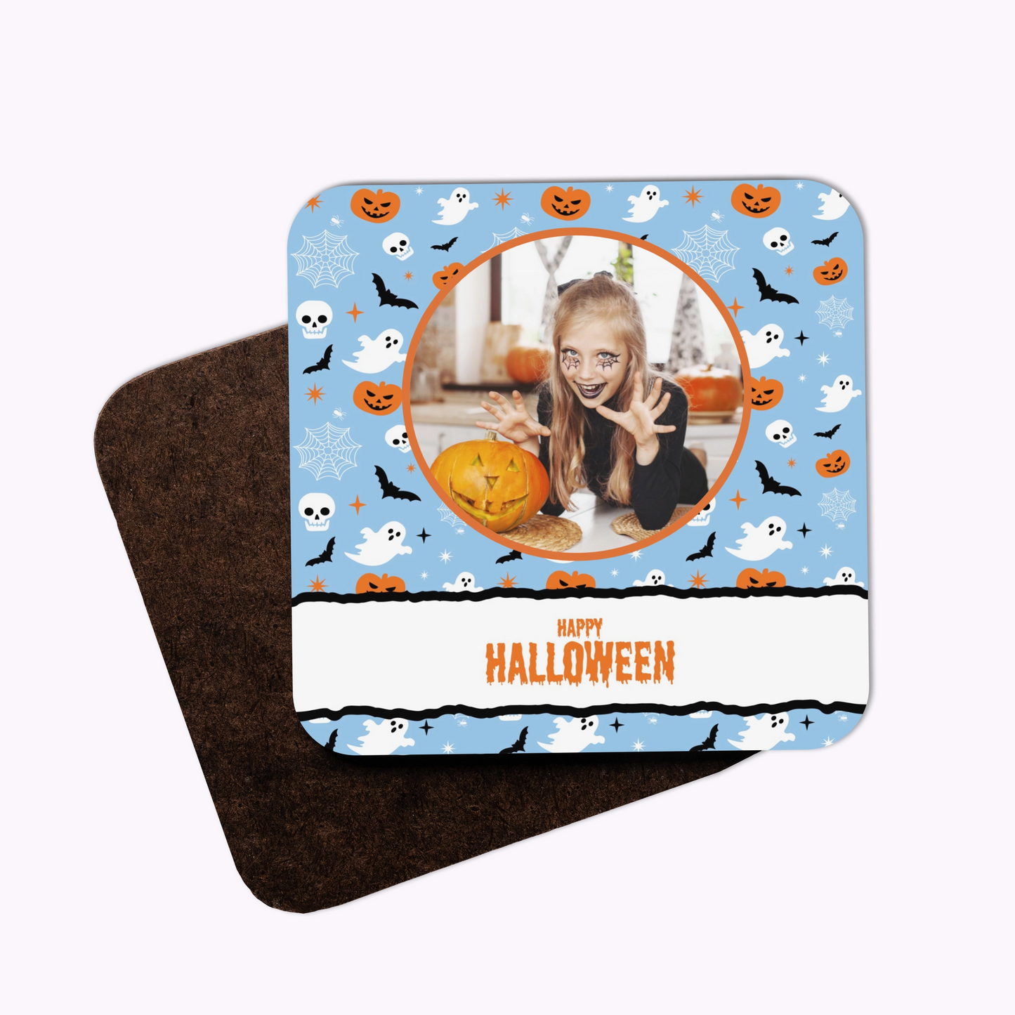 Spooky and Sweet | Individual Personalised Wooden Halloween Photo Coaster