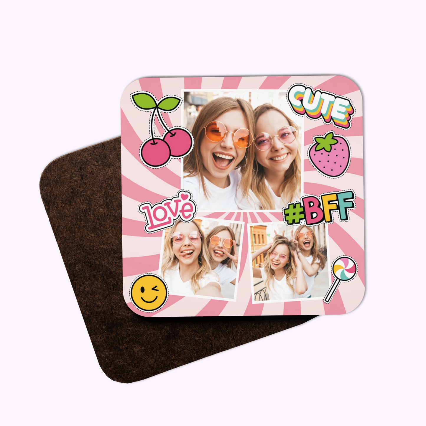 Best Friends Forever | Individual Personalised Wooden Photo Coaster