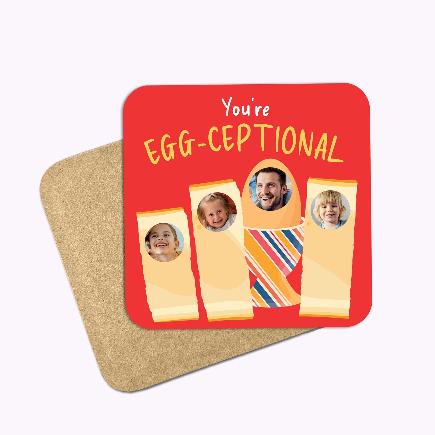 You're Egg-Ceptional | Individual Personalised Wooden Photo Coaster