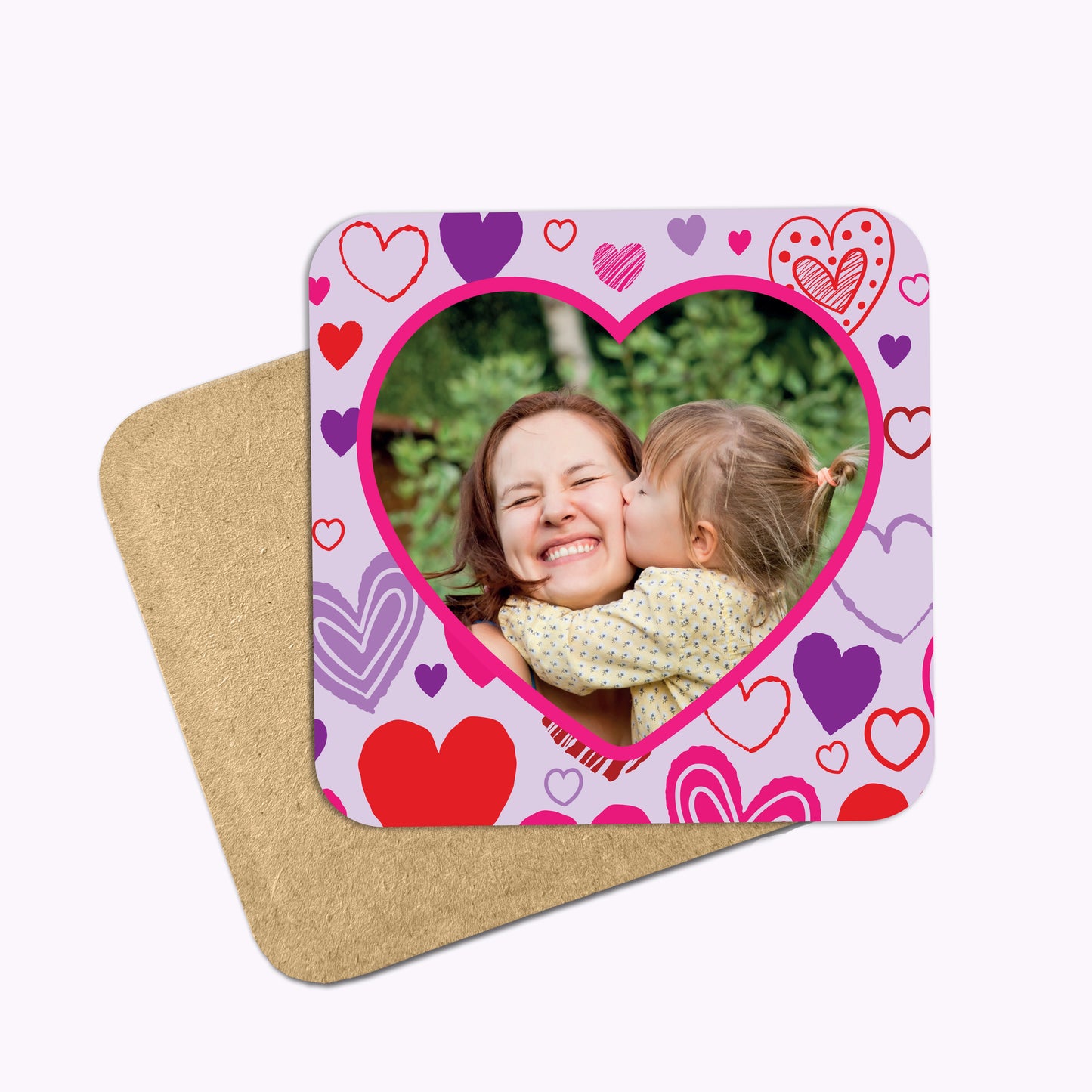 Happy Hearts | Individual Personalised Wooden Photo Coaster