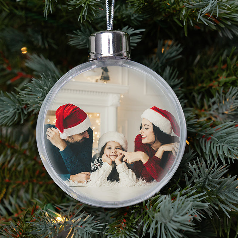 Full Photo Personalised Christmas Bauble | Clear Acrylic Sphere