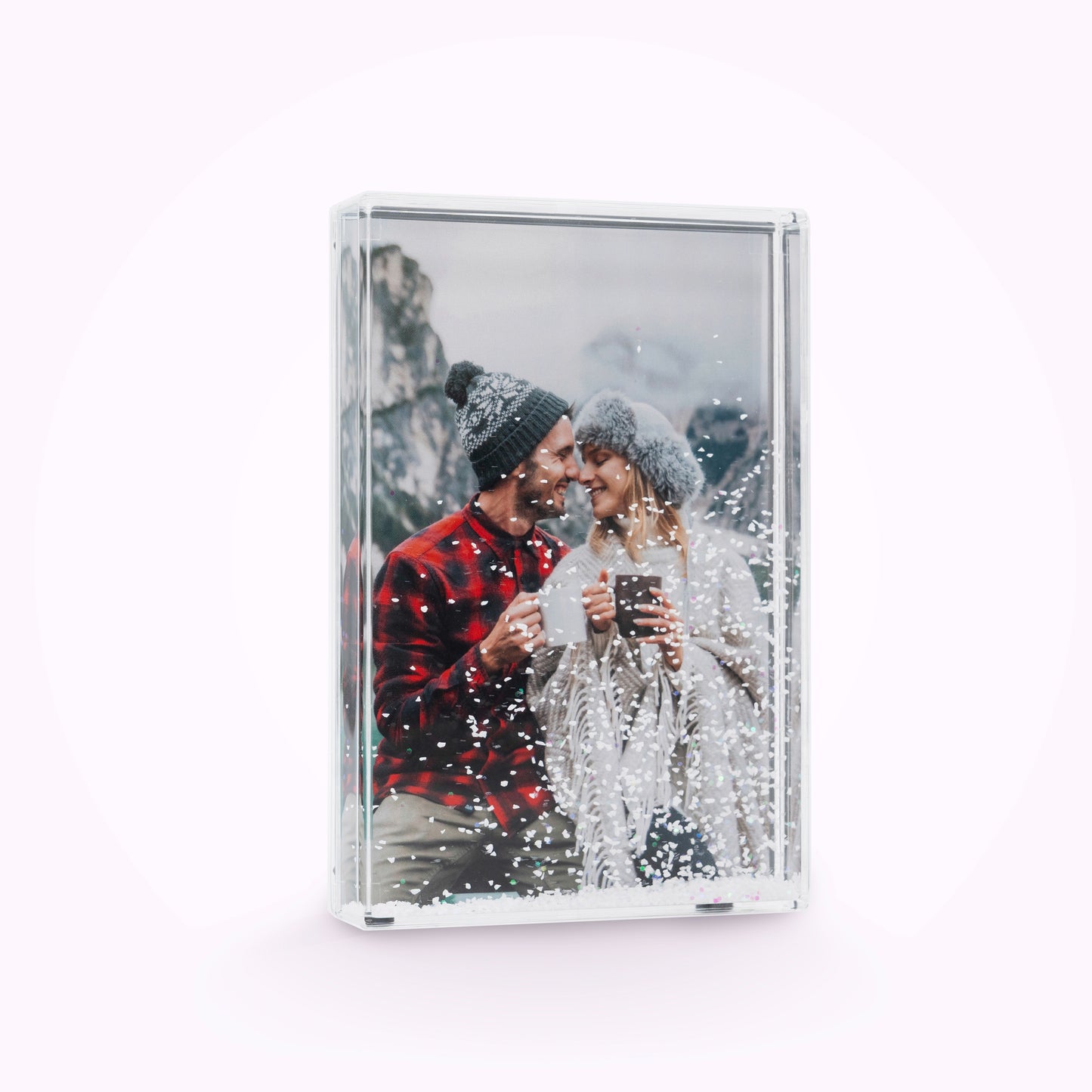 Acrylic Personalised Photo Block with Snow Effect