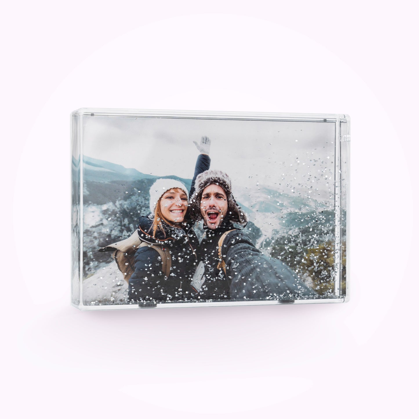 Personalised Christmas Photo Block with Glitter Effect