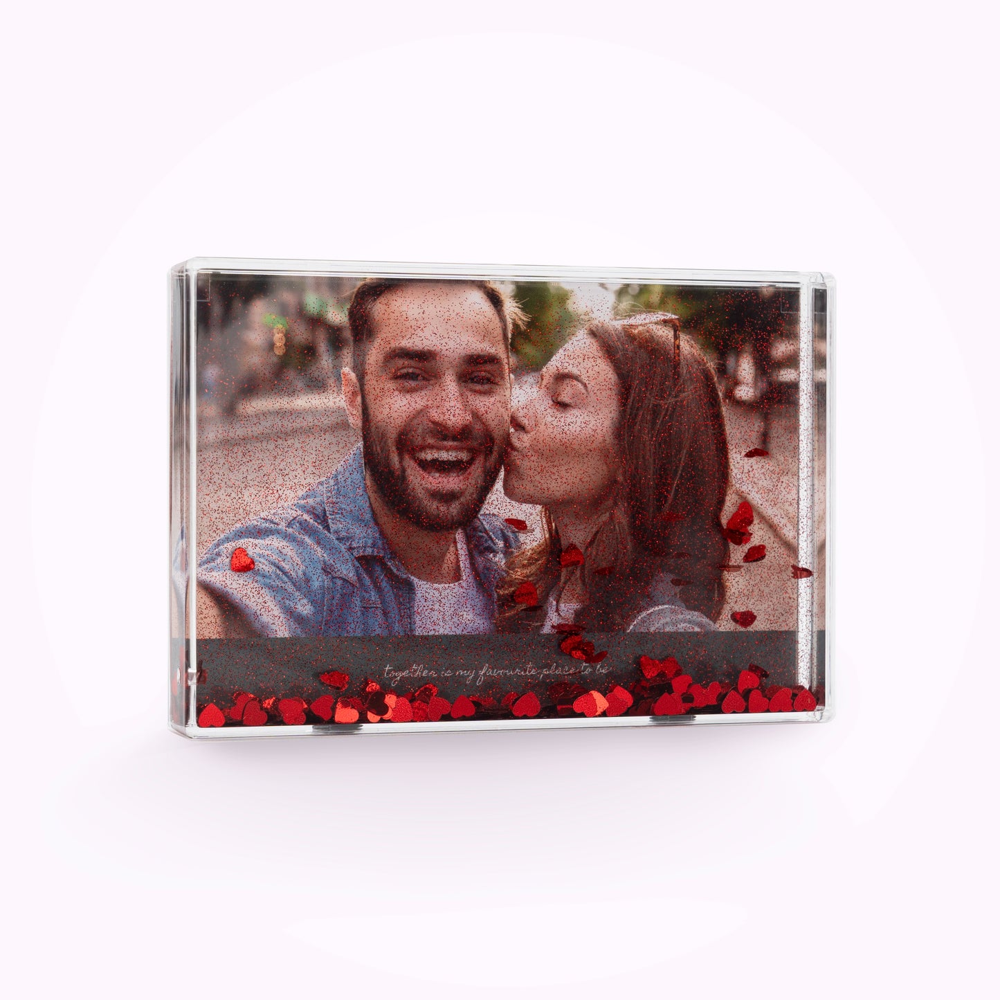Acrylic Personalised Photo Block with Heart-Shaped Confetti