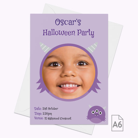 Halloween Monster Party Invites | Pack of 10 Personalised A6 Portrait Party Invitations