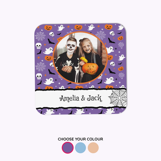 Spooky and Sweet | Individual Personalised Wooden Halloween Photo Coaster
