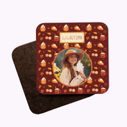 Pumpkin Spice | Individual Personalised Wooden Halloween Photo Coaster