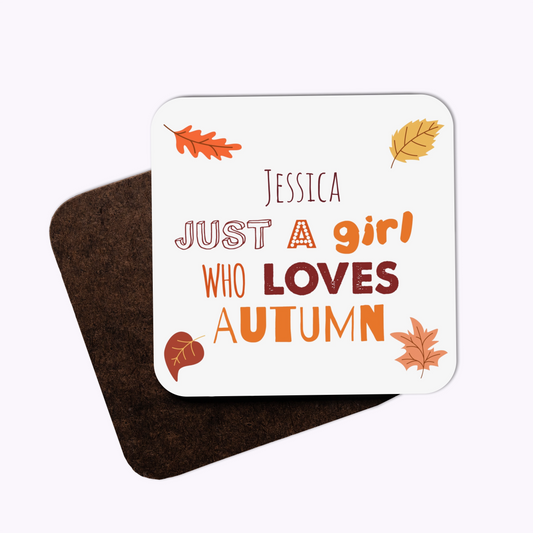 Loves Autumn | Individual Personalised Wooden Halloween Photo Coaster