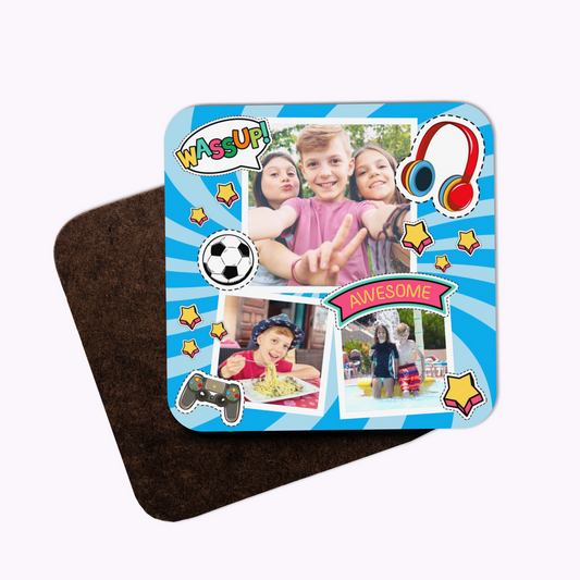 Awesome Memories | Individual Personalised Wooden Photo Coaster