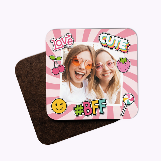 Best Friends Forever | Individual Personalised Wooden Photo Coaster