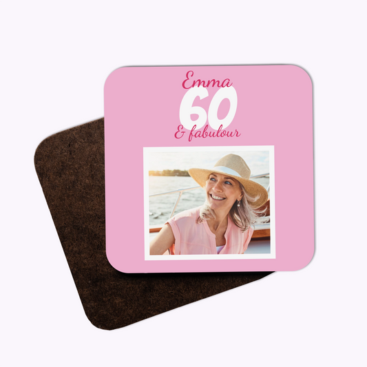 Fabulous Birthday | Individual Personalised Wooden Birthday Photo Coaster