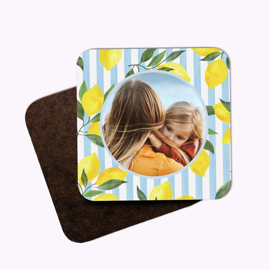 Citrus Bloom | Individual Personalised Wooden Photo Coaster