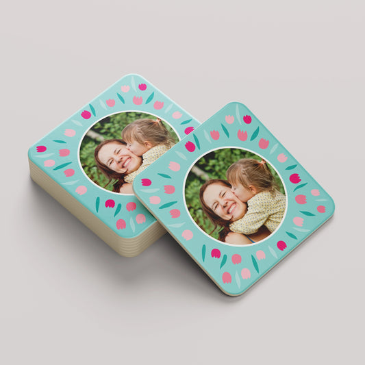 Blooming Lovely | Individual Personalised Wooden Photo Coaster