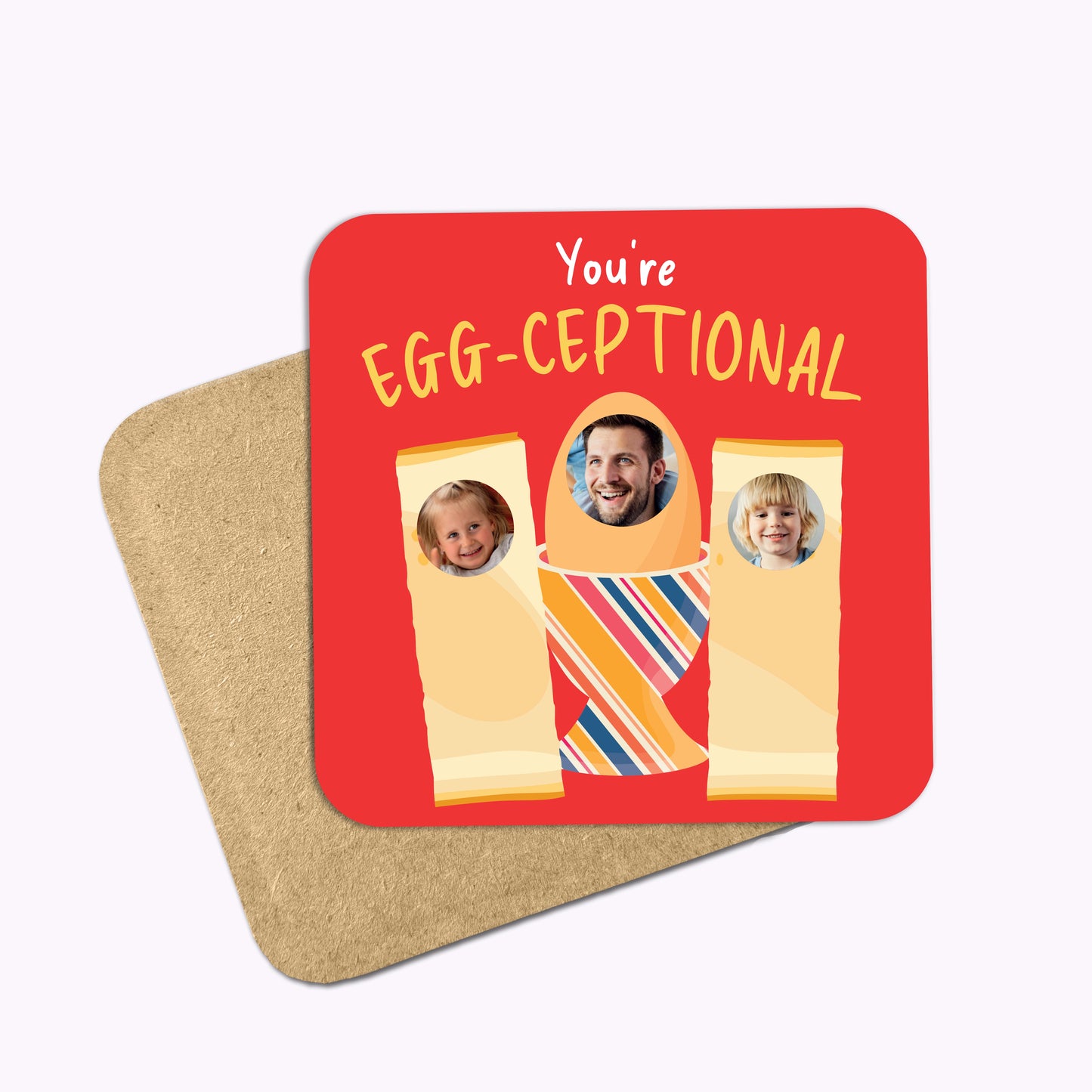 You're Egg-Ceptional | Individual Personalised Wooden Photo Coaster