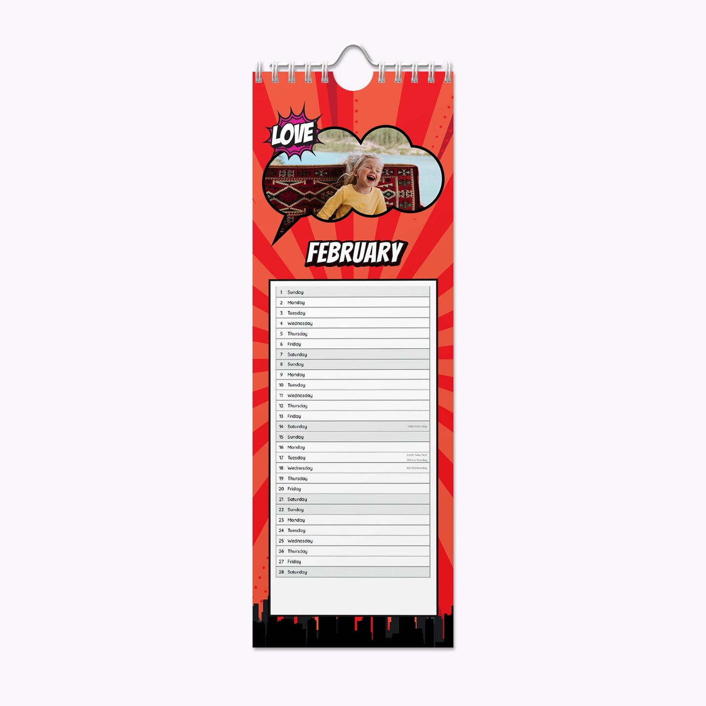 Comic Book | Personalised Slim Photo Wall Calendar