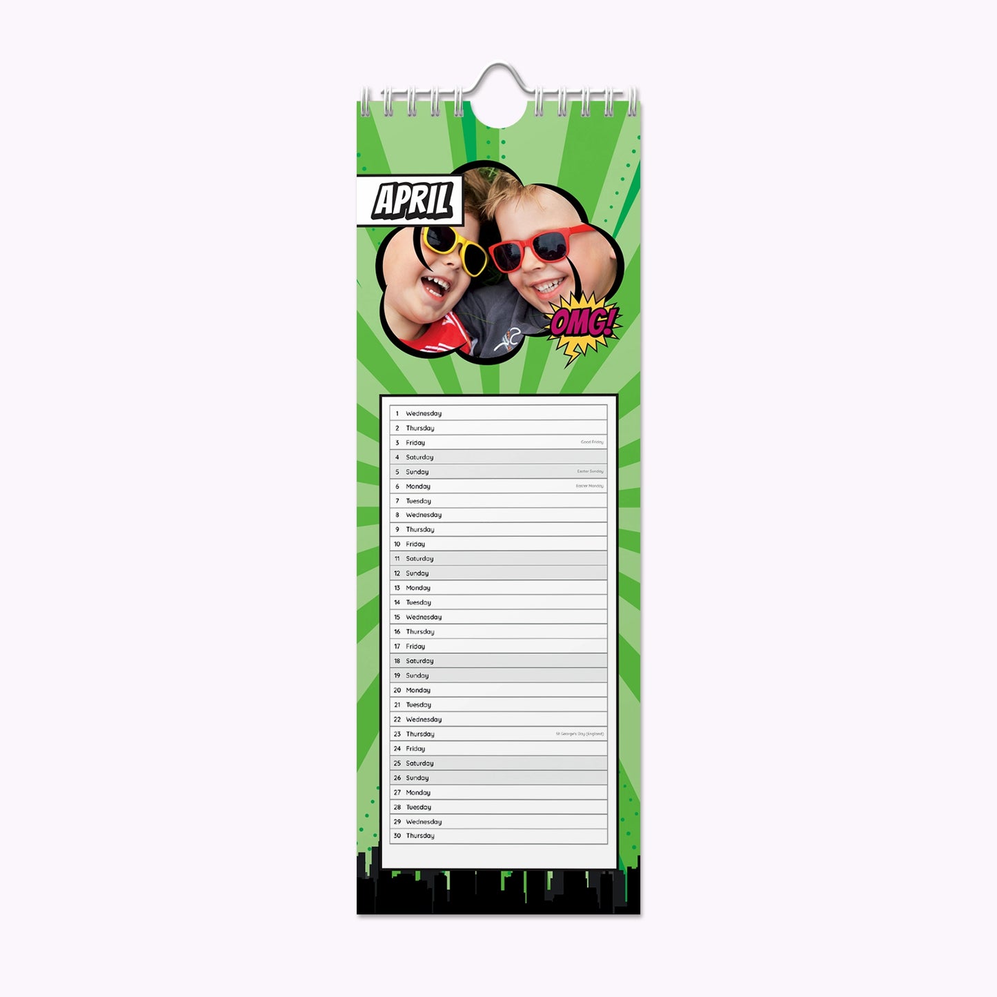 Comic Book | Personalised Slim Photo Wall Calendar