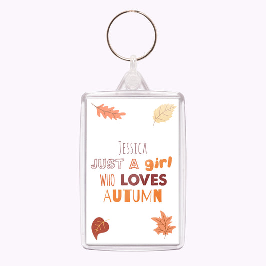 Loves Autumn | Personalised Halloween Acrylic Keyring - Portrait