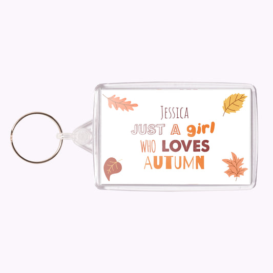 Loves Autumn | Personalised Halloween Acrylic Keyring - Landscape