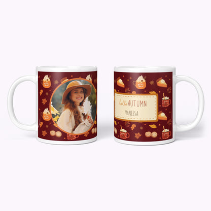 "Hello Autumn" Pumpkin Spice Personalised Mug