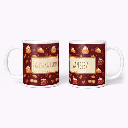 "Hello Autumn" Pumpkin Spice Personalised Mug
