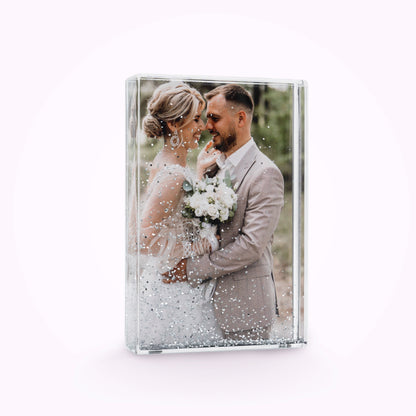 Acrylic Personalised Photo Block with Glitter Effect