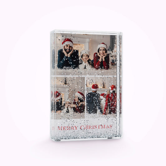 Personalised Christmas Photo Block with Glitter Effect