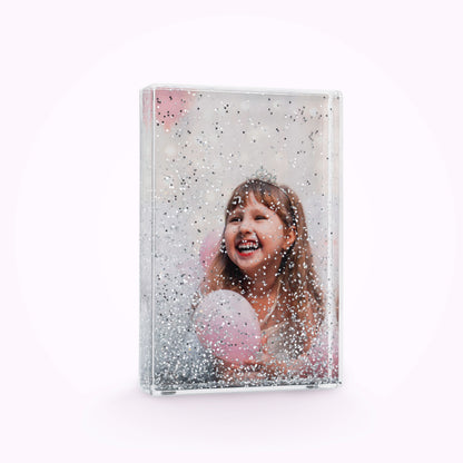 Acrylic Personalised Photo Block with Glitter Effect