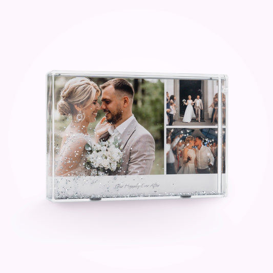 Acrylic Personalised Photo Block with Glitter Effect