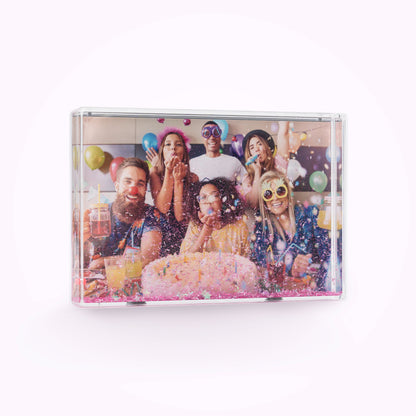 Acrylic Personalised Photo Block with Confetti