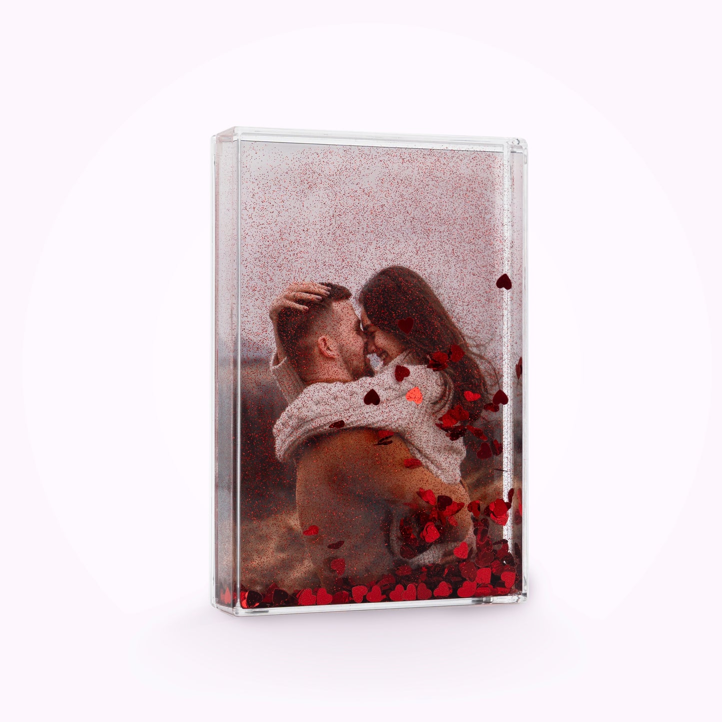 Acrylic Personalised Photo Block with Heart-Shaped Confetti