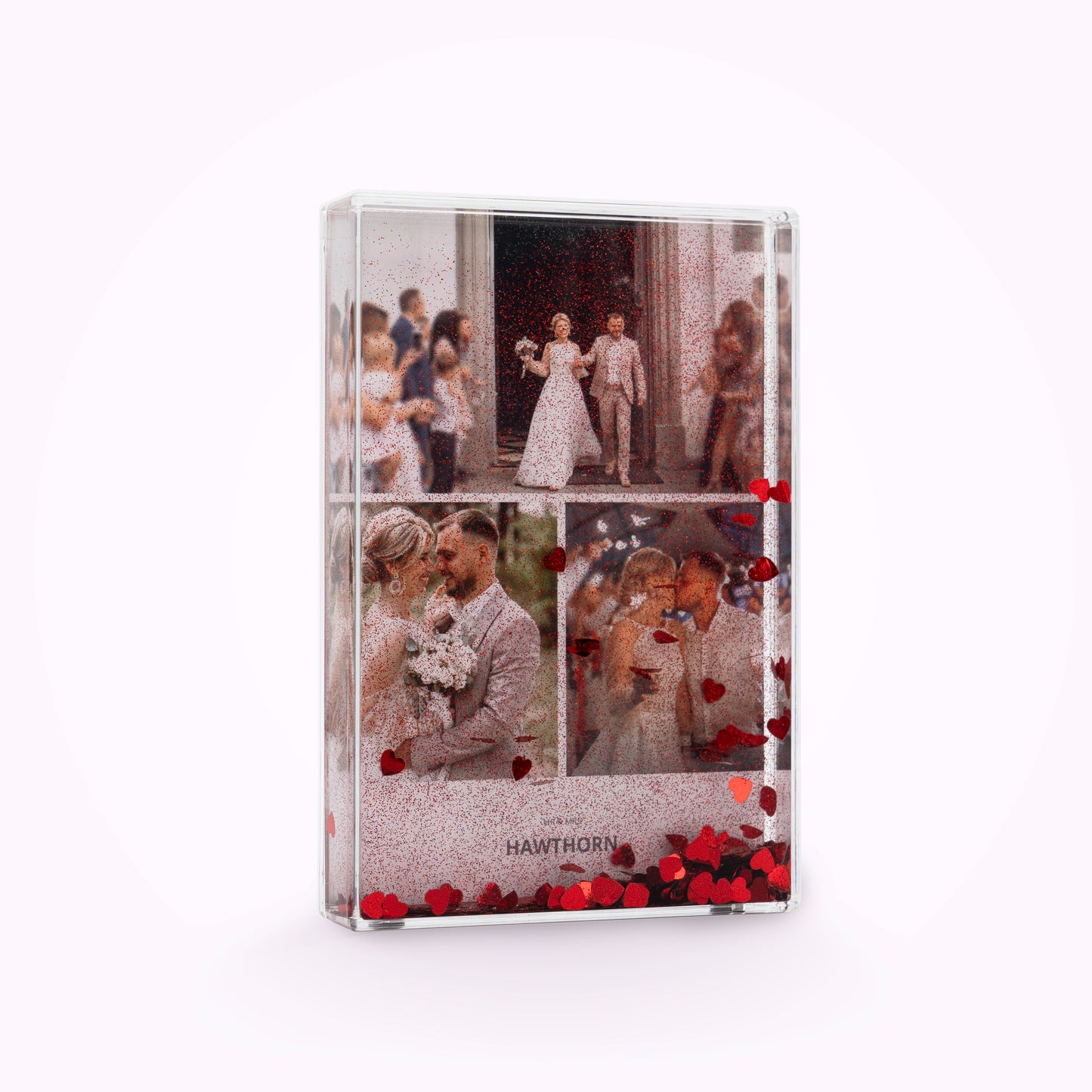 Acrylic Personalised Photo Block with Heart-Shaped Confetti