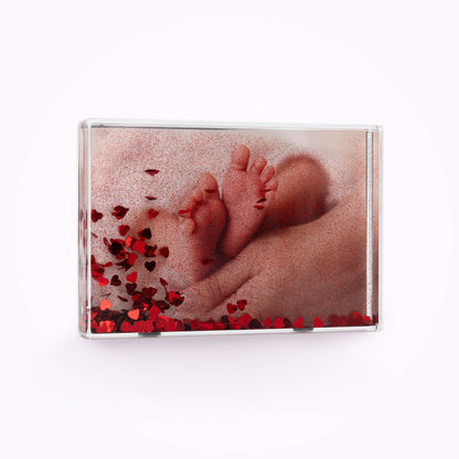 Acrylic Personalised Photo Block with Heart-Shaped Confetti
