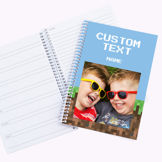 Pixel Block Gamer | A5 Personalised Photo Ring Bound Weekly Organiser