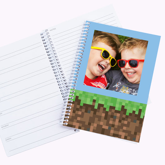 Pixel Block Gamer | A5 Personalised Photo Ring Bound Weekly Organiser