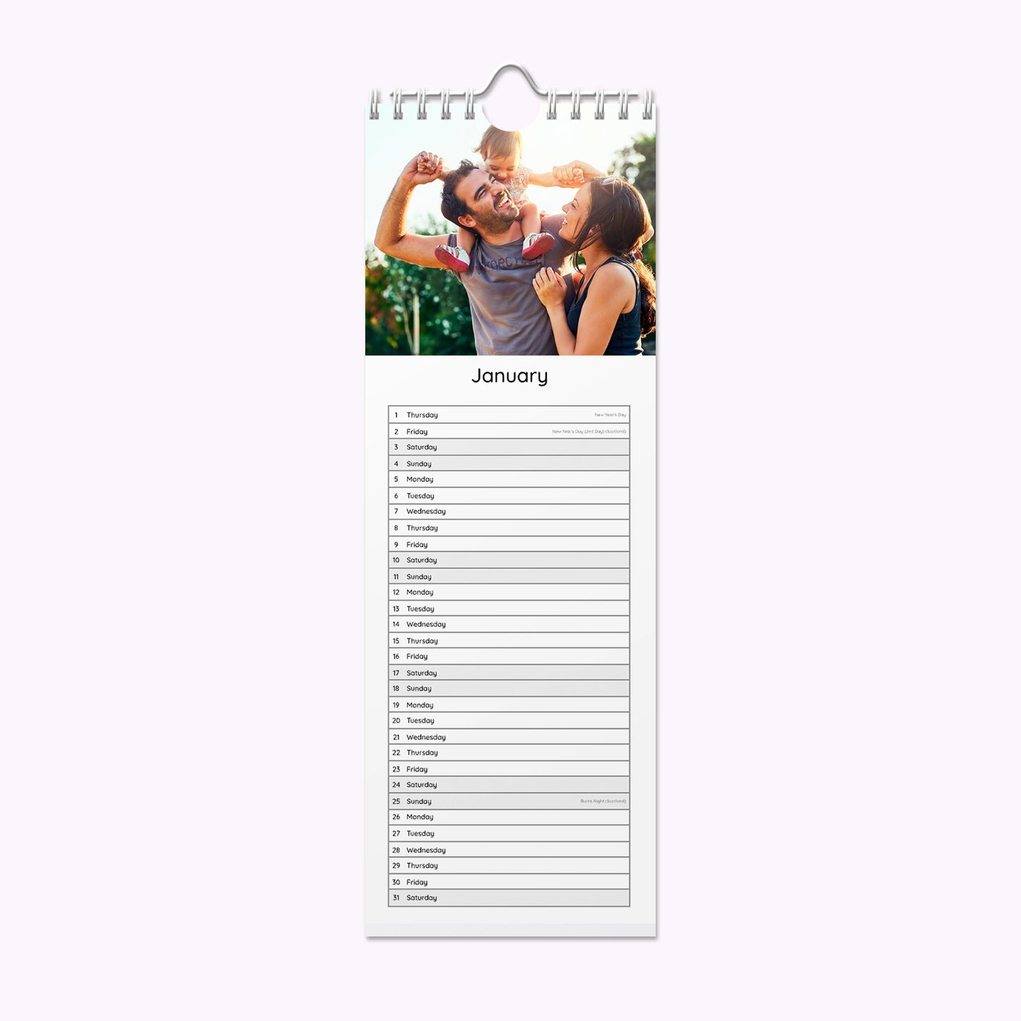 Personalised Slim Photo Wall Calendar