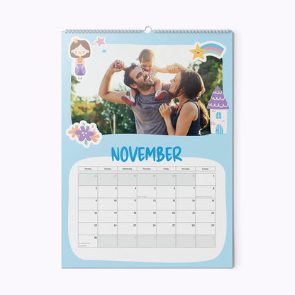 Unicorns & Princesses | Personalised A3 Photo Wall Calendar