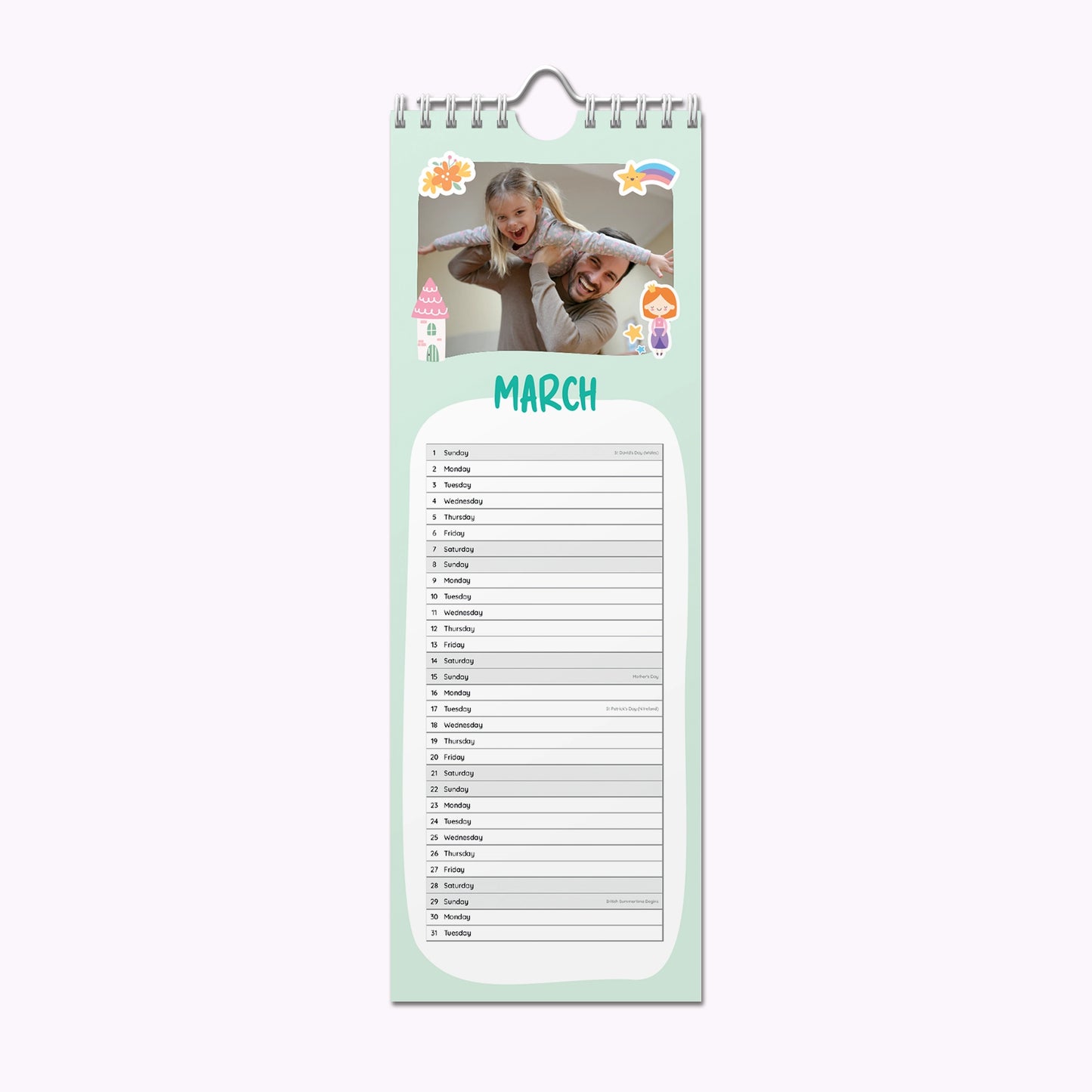 Unicorns & Princesses | Personalised Slim Photo Wall Calendar