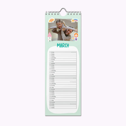 Unicorns & Princesses | Personalised Slim Photo Wall Calendar