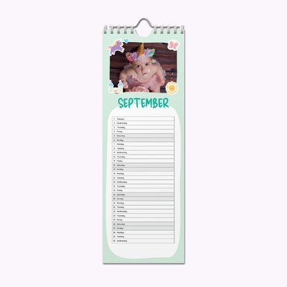 Unicorns & Princesses | Personalised Slim Photo Wall Calendar